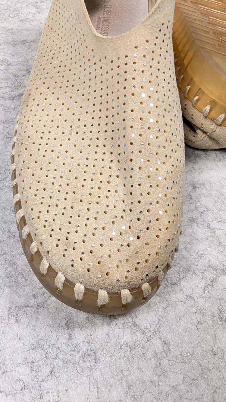 Ilse Jacobsen Hornbaek Tulip Perforated Slip-On Shoes Neutral Sparkle Size 9 - Picture 10 of 13